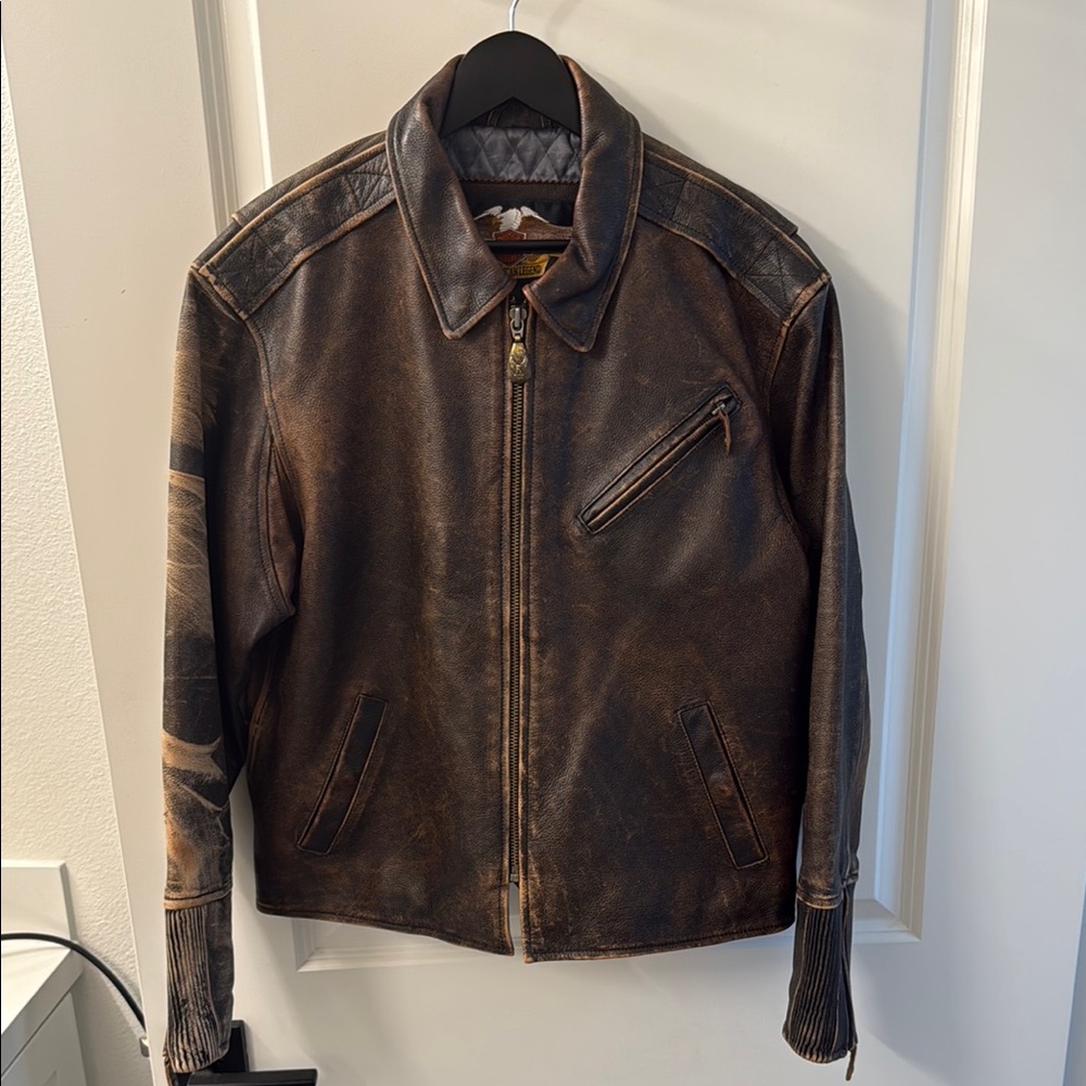 VINTAGE HARLEY DAVIDSON DISTRESSED BROWN JACKET